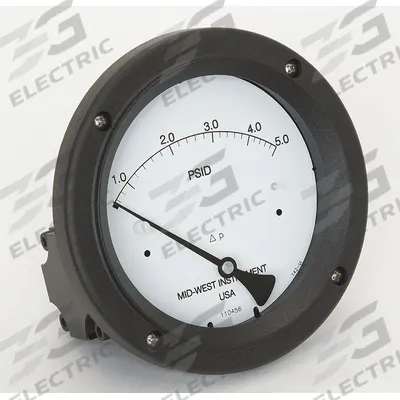 MIDWEST INSTRUMENT Differential Pressure Gauge: Back, 1/4 in NPT Female, Model 142 - Medium & High Operating Pressure Differential Gauges