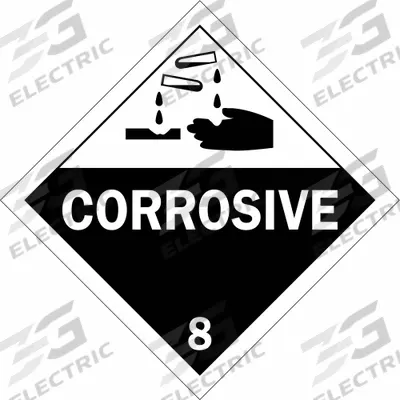BRADY Container Placard: Corrosive, 10 3/4 in x 10 3/4 in, 10 3/4 in Label Ht - Class 8: Corrosive