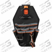 KLEIN TOOLS Tool Pouch: 8 in W x 3 1/2 in D x 11 in H, 8 Pockets, For 2 1/2 in Belt Wd - Max, Clip (MPN 55832MB). Key specifications — attr1135822: Polyester; attr1201302: Knives; attr1124797: KLEIN TOOLS; attr1135821: Black/Gray/Orange; attr1135832: Clip.