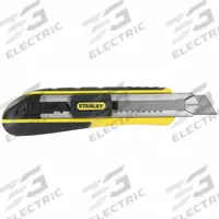 STANLEY Snap-Off Utility Knife: 7 in Overall Lg, Rubberized, 8 Segments, 6 Blades Stored, Black (MPN 10-481). Key specifications — attr307932: Rubberized; attr307935: Black; attr307939: Multi-Component; attr307957: Contoured; attr324893: STANLEY.