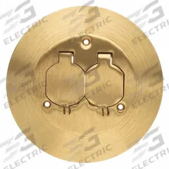 HUBBELL WIRING DEVICE-KELLEMS Floor Box Cover and Carpet Flange: Round, Gold, Brass, Brushed (MPN SF3925). Key specifications — Brand: HUBBELL WIRING DEVICE-KELLEMS; Color: Gold; Cover Shape: Round; Finish: Brushed; Material: Brass.