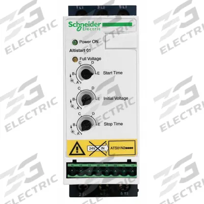 SCHNEIDER Soft Start: 460-480V AC, 9 A Output Current, With Bypass, IP20/NEMA 1, 60/50 Hz - Schneider Altistart ATS 01