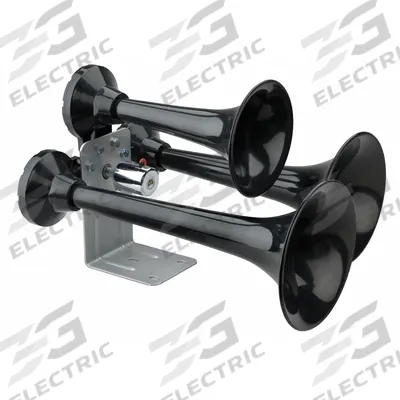 WOLO Air Horn: 12V DC, Low Tone, Air, Black, Clearcoat/Painted, 152 dB Sound Level - Max - Air-Powered Horns
