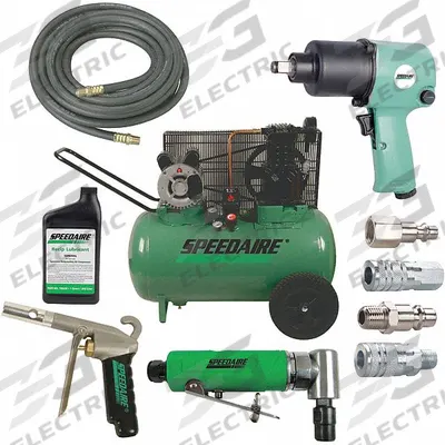 SPEEDAIRE Portable Air Compressor Combo with Accessories: Oil Lubricated, 20 gal - Portable Electric Air Compressor Combo Kits