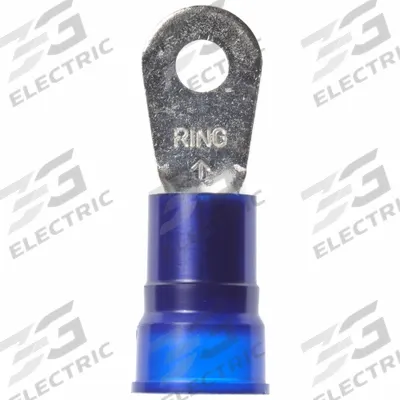 3M Ring Terminal: Blue, Nylon Insulation, #10 Stud Size, 6 AWG to 6 AWG Wire Sizes - Insulated Ring Terminals