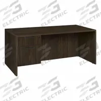 REGENCY Desk: Particle Board, Walnut, 1 Pedestals, 2 Drawers, 60 in Overall Wd, 29 in Overall Ht (MPN LSP6630NW). Key specifications — Desktop Material: Particle Board; Includes Modesty Panel: Yes; Kit Product Type: Double Pedestal Desk; Desktop Color: Walnut; Brand: REGENCY; Frame Color: Neo Walnut; Frame Material: Particle Board; Product Type: Desk.