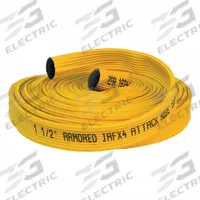 JAFX4 Fire Hose: 4-Layer, 2 1/2 in Hose Inside Dia, 100 ft Hose Lg, Yellow (MPN 56H25FX4-100). Key specifications — attr660602: Uncoupled; attr660629: Co-Extrusion Woven; attr660626: Reinforced Extruded Rubber.