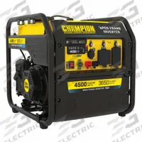 CHAMPION POWER EQUIPMENT Portable Generator: Inverter, Gasoline, 3,650 W Running, 4,500 W Starting (MPN 201320). Key specifications — CARB Compliant: No; Includes GFCI Outlets: No; Parallel Configuration Capable: Yes; Rated Voltage: 120V AC; Carbon Monoxide (CO) Shutdown: Yes; Generator Brand: Champion.