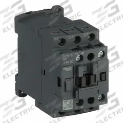 SCHNEIDER IEC Magnetic Contactor: Non-Reversing, 3 Poles, 3NO Contacts, 18 A, 24V DC Coil (MPN DPE18BL). Key specifications — Brand: SCHNEIDER; Integrated Surge Suppression: No.