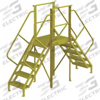 TRI-ARC Crossover Bridge: 4.2 ft Platform Ht, Steel, 1,000 lb Load Capacity, Serrated, 5 Steps (MPN 7CY82). Key specifications — Brand: TRI-ARC; Color: Yellow; Tread Type: Serrated.