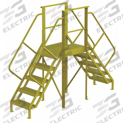 TRI-ARC Crossover Bridge: 4.2 ft Platform Ht, Steel, 1,000 lb Load Capacity, Serrated - Easy Descent Crossover Bridges