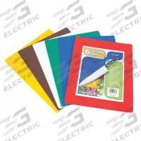 CRESTWARE Cutting Board Set: 15 in Overall Lg, 12 in Overall Wd, Blue/Brown/Green/Red/White/Yellow (MPN FCBS). Key specifications — Color: Blue; Brand: CRESTWARE; Material: Polyethylene; NSF Certified: Yes.