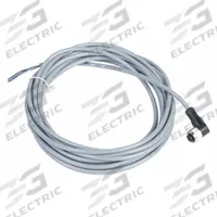 Cordset: M12 Female Right Angle X Bare Wire, 4 Pins, Gray, PVC, 5 m Cable Lg, 3 A Max Current (A) (MPN XZCPV1241L5). Key specifications — Cable Jacket Color: Gray; End 1 Gender: Female; End 1 Mounting Orientation: Right Angle; End 2 Connection Type: Bare Wire; IP Rating: IP67; Brand: TELEMECANIQUE SENSORS; Wire Size: 18 AWG; Cable Jacket Material: PVC.