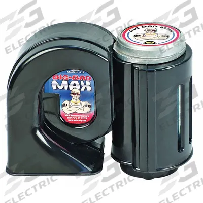 WOLO Air Horn: 12V DC, High Tone/Low Tone, Air, Black, Unfinished, 124 dB Sound Level - Max - Air-Powered Horns