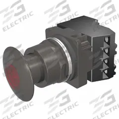 SIEMENS Mushroom Head Push Button: Illuminated, Mushroom Head Profile, Metallic, 30 mm, 1NO/1NC (MPN 52BP2D2AB). Key specifications — Brand: SIEMENS; Action: Maintained; Series: Class 52; Terminal Connection: Pressure Plate; Push Button Material Type: Metallic.
