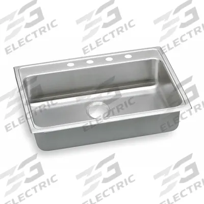 ELKAY Bowl Drop-In Sink: 25 in Overall Lg, 21 1/4 in Overall Wd, 5 3/8 in Bowl Dp - One-Bowl Counter-Mounted Kitchen & Bar Sinks without Faucets