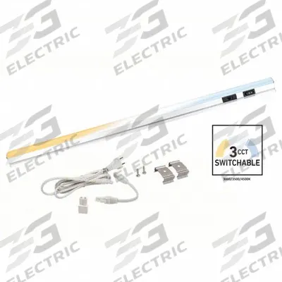 LED Under Cabinet Fixture: 18 in Lg, 836 lm, 3000K/3500K/4500K, 6.8 W, Plug-In - Linear LED Under-Cabinet Light Fixtures