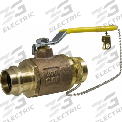 APOLLO Ball Valve: 3/4 in, Bronze, 300 psig Max. Pressure (CWP), Full Port, Two-Piece - Bronze Ball Valves with Dust Cap & Chain