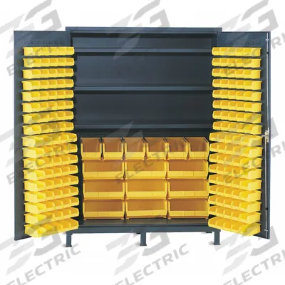 VALLEY CRAFT Bin and Shelf Cabinet: 60 in x 24 in 84 in, 3 Shelves, 172 Bins, Yellow - Standard Bin Cabinets with Shelves