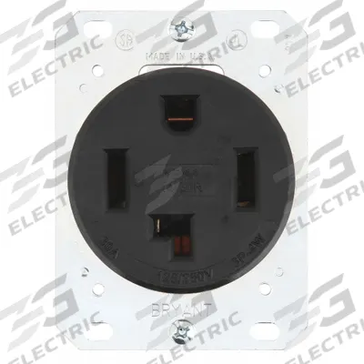 BRYANT Receptacle: Single, 14-30, Black, 125/250V AC, 30 A, 3 Pole / 4 Wire (MPN 9430FR) - General Purpose Receptacles