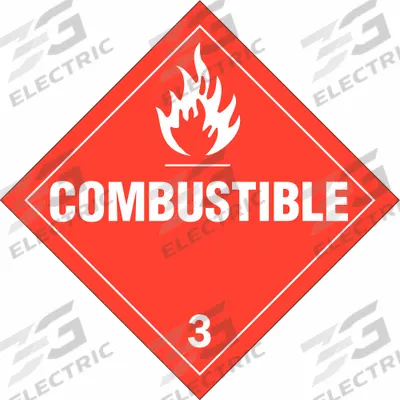 BRADY Container Placard: Combustible, 10 3/4 in x 10 3/4 in, 10 3/4 in Label Ht - Class 3: Flammable Liquids