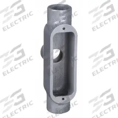 Conduit Outlet Body: Iron, 2 in Trade Size, TB Body, 70 cu in Body Capacity, Threaded Hub (MPN OTB-6M). Key specifications — Finish: Powder Coated; Includes: Stainless Steel Screws; For Use With: IMC; Brand: HUBBELL KILLARK; Hub Style: Threaded; Mfr. Series: O.