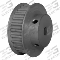 DAYTON Timing Pulley: Modified Curvilinear, Fixed, For GT Timing Belt Section, For 9 mm Belt Wd (MPN 26-5P09M6FA10). Key specifications — Brand: DAYTON; Finish: Clear Anodized; For Belt Series: Powerhouse®.