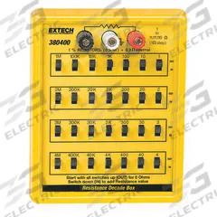EXTECH Resistance Decade Box: 1 ohm to 11,111,110 ohm, 7 Decades, 1% Accuracy (MPN 380400). Key specifications — Brand: EXTECH.