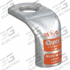 FUSION Lug Starter/Ground with 90 Deg Bend: Heavy Wall Lug, Crimp/Lug, Tin Plated Copper, 2/0 ga (MPN 6420FL). Key specifications — attr176858: Bent; attr176857: Yes; attr176856: Heavy Wall Lug; attr160377: Tin Plated Copper; attr160378: 2/0 ga; attr520119: 3/8 in; attr160375: Orange; attr160370: FUSION.