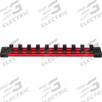 MILWAUKEE Socket Rail: Black/Red, 1 7/16 in Overall Wd, 10 Posts/Slots, Plastic, Sockets (MPN 49-66-6735). Key specifications — attr1125333: Metal Ball Detent Clip; attr1125348: Plastic; attr1125346: MILWAUKEE; attr1125347: Black; attr1136588: Sockets; attr1125364: Socket Rail.