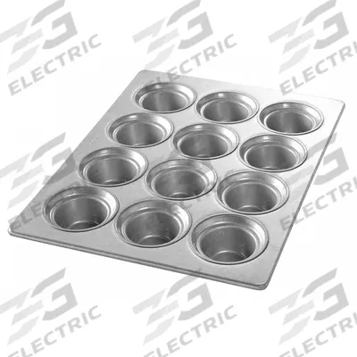 CHICAGO METALLIC Large Crown Muffin Pan: Aluminized Steel, 12 Slots, 13 1/2 in Overall Wd - Cupcake & Muffin Pans