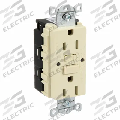HUBBELL GFCI Receptacle: Decorator Duplex, 5-15, Ivory, GFCI, 125V AC, 15 A - General Purpose Receptacles