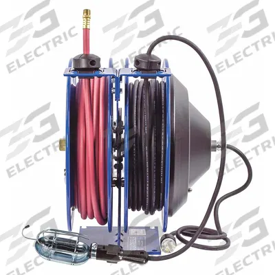 COXREELS Dual Reel Spring Return Hose Reel: 50 ft (3/8 in I.D.) - Air & Electric Combination Spring-Return Hose Reels