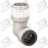 PARKER Push-Fit Elbow Fitting: 1/2 in OD x 1/2 in Pipe Size, Push-to-Connect x MNPTF, Brass, Silver (MPN W169PLPNS-8-8). Key specifications — Brand: PARKER.