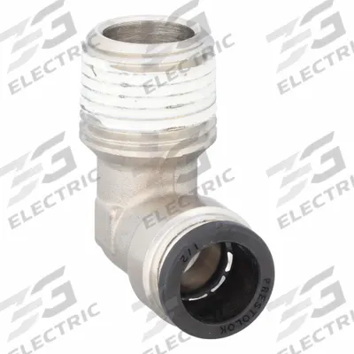 PARKER Push-Fit Elbow Fitting: 1/2 in OD x 1/2 in Pipe Size, Push-to-Connect x MNPTF - Nickel-Plated Brass Tube Fittings