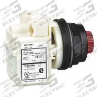 SCHNEIDER ELECTRIC Pilot Light: 30 mm Panel Mounting Size, Red, Incandescent, 9001SK Series (MPN 9001SKP1R31). Key specifications — Series: 9001SK; Brand: SCHNEIDER; Includes Push-To-Test: No Push-To-Test Included.