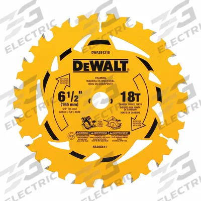 DEWALT Circular Saw Blade: 6 1/2 in Blade Dia., 18 Teeth, 0.07 in Cut Wd, 5/8 in Arbor Size - Wood-Cutting Blades
