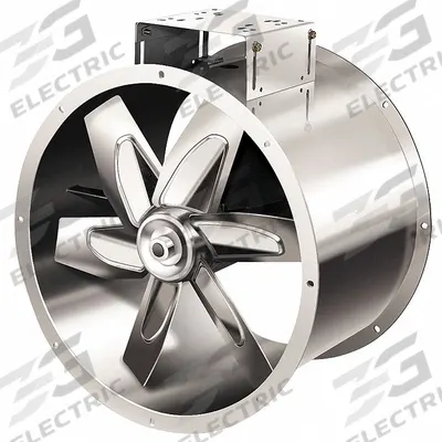 Dayton Tubeaxial Fan: Corrosive Vapor, 30 in Blade, 10,955 cfm @ 0.000 in SP - Corrosive Vapor Belt-Drive Fans with Drive