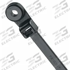 PANDUIT Cable Tie: 8 in Nominal Lg, 2 in Nominal Max. Bundle Dia., 0.19 in Wd, Black, Std, 100 PK (MPN PLC2S-S6-C0). Key specifications — Screw Mount Hole Size: #6; Color: Black; Brand: PANDUIT.