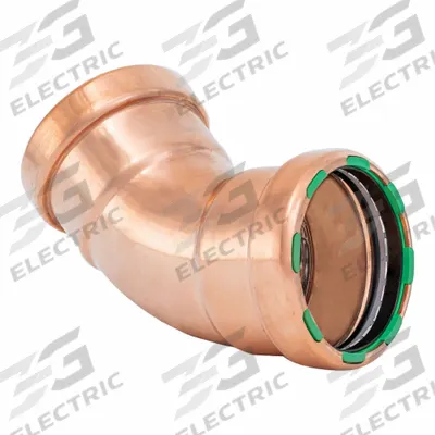 QUICKFITTING SUREPRESS Crimp Elbow: 45° Elbow, 2 1/2 in CTS x 2 1/2 in CTS size, Copper - Plumbing Copper & Bronze Press Tube Fittings with Seal Window