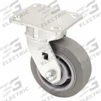 APPROVED VENDOR Plate Caster: Debris-Resistant, Swivel, Rubber, 5 in Wheel Dia, 2 in Wheel Wd (MPN P25S-PRP050R-14). Key specifications — Wheel/Tread Color: Gray; Brand: APPROVED VENDOR; Roll Up: Swivel.
