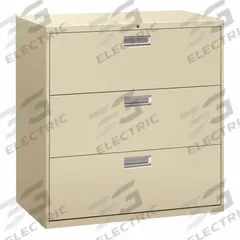 HON Lateral File Cabinet with Drawer: Putty, 3 Drawers, 39 1/8 in Overall Ht, 18 in Overall Dp (MPN H693.L.L). Key specifications — attr988670: Unfinished; attr988694: Steel; attr988716: Lateral File Cabinet with Drawer; attr988691: Integrated; attr988652: HON; attr988656: Putty; attr988720: Handle.