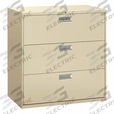 HON Lateral File Cabinet with Drawer: Putty, 3 Drawers, 39 1/8 in Overall Ht - Lateral File Cabinets