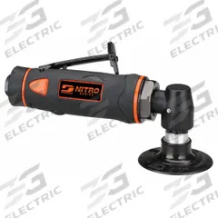 DYNABRADE Air Disc Sander: 3 in Pad, Locking, Light Duty, 0.5 hp, 26 cfm, Right Angle Grip, Fixed (MPN DS53). Key specifications — attr1320237: DYNABRADE; attr1320246: Rear.