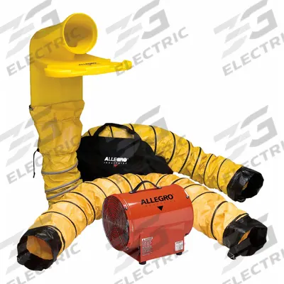 ALLEGRO Confined Space Blower: 120 V AC, 12 in Duct Dia, 1/3 hp Horsepower, Black/Orange - Axial Blower & Ducting Combination Units