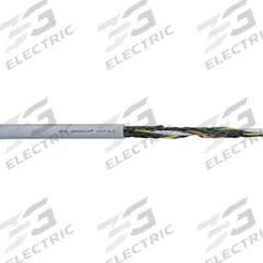 CHAINFLEX Control Cable: 16 AWG, 18 Conductors, 25 ft, PUR Jacket, 1,000 V (MPN CF77-UL-15-18-25). Key specifications — Conductor Material: Copper; Conductor Configuration: Single; Minimum Bend Radius Factor - Fixed: 4 x OD; Minimum Bend Radius Factor - Flexible: 5 x OD; Includes Ground: Yes; Minimum Bend Radius Factor - E-Chain: 6.8 x OD; Resistance Properties: Flame Retardant; Standards: CE.
