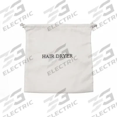 HOSPITALITY 1 SOURCE Hair Dryer Bag: White w/Navy Embroidery, 12 in Overall Wd - Hair Dryer Bags