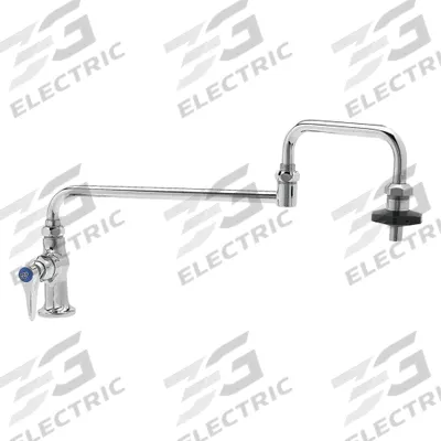 T&S BRASS Double Joint Kitchen Faucet: Single-Post, Brass, Chrome, 5.23 gpm Flow Rate - Glass Fillers