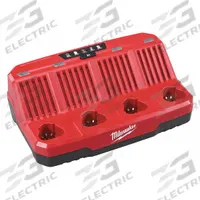 MILWAUKEE Battery Charger: Multi-Port Charging, For 12V DC, 2 Ah Charged in 1-Hour, 120V AC (MPN 48-59-1204). Key specifications — attr1255775: Standard; attr1255810: 12V DC; attr1255811: (4) 12V; attr1255812: 120V AC.