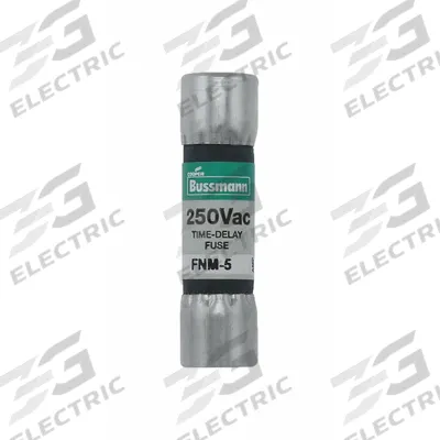 BUSSMANN Fuse: FNM Series, Midget, Time-Delay, 5 A, 250 V AC, 13/32 in x 1 1/2 in - Time-Delay Cylindrical Fuses